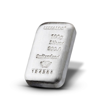 Lingot argent 100gr 999 ‰ - METALOR