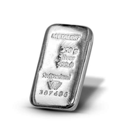 Lingot argent 250gr 999 ‰ - METALOR