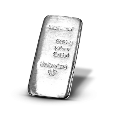Lingot argent 500gr 999 ‰ - METALOR