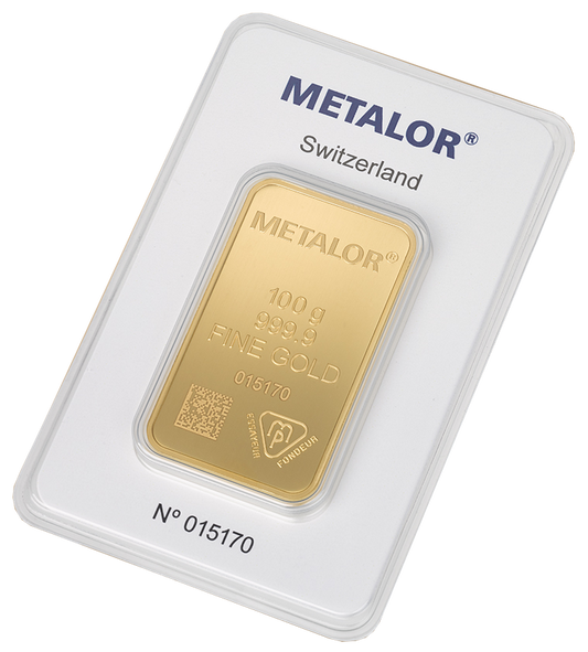 Lingot or 100gr 999,9 ‰ - METALOR